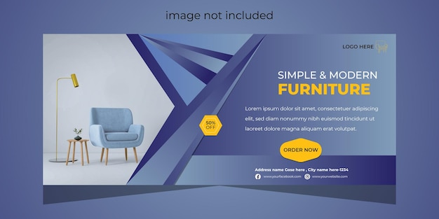 diseño de banner tamplate de portada de redes sociales de muebles simples y modernos
