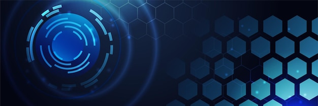 Diseño de banner de tecnología azul abstracto