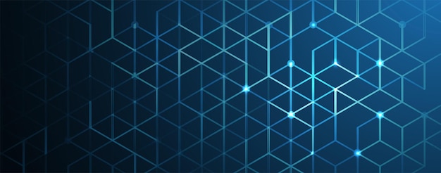 Diseño de banner de tecnología con fondo abstracto de hexágonos