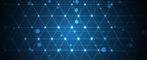 Diseño de banner de tecnología con fondo abstracto de hexágonos