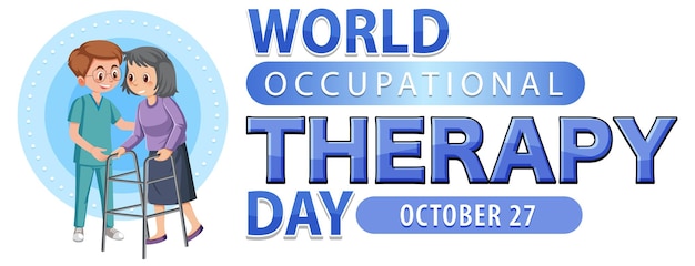 Diseño de banner de texto del día mundial de la terapia ocupacional