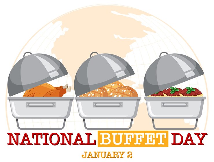 Vector diseño de banner de texto del día nacional del buffet