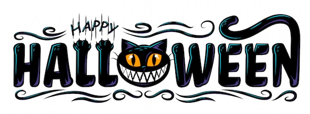 Vector diseño de banner de texto feliz halloween