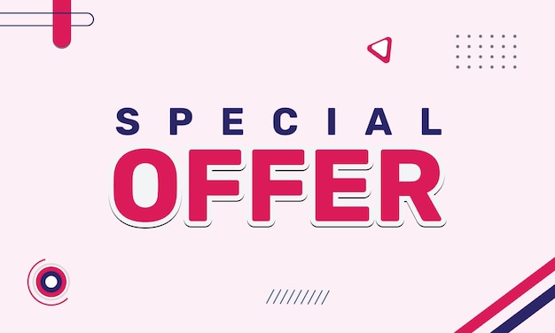 Diseño de banner de texto de formas abstractas de oferta especial