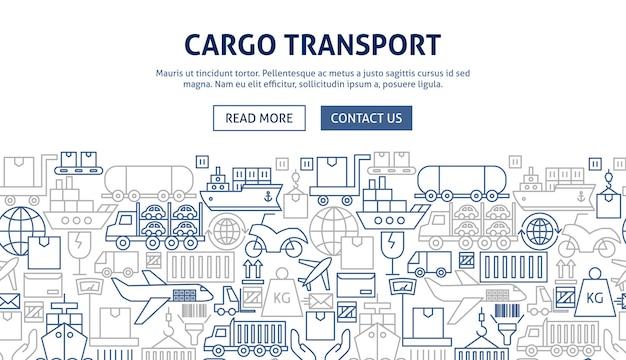 Diseño de banner de transporte de carga Ilustración vectorial de plantilla de esquema