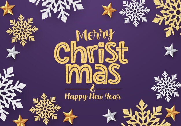 Diseño de banner de vector de copos de nieve de Navidad Tarjeta de felicitación de feliz Navidad