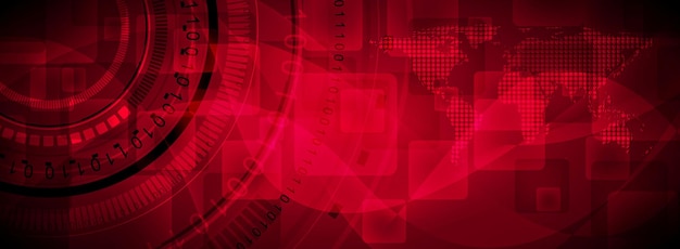 Diseño de banner de vector de tecnología rojo oscuro