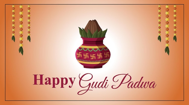 diseño de banner vectorial del festival indio de Gudi Padwa