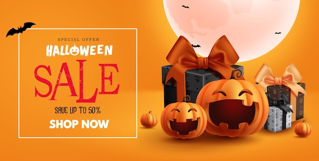 Vector diseño de banner vectorial de texto de venta de halloween texto de oferta especial de halloween para oferta de descuento de vacaciones