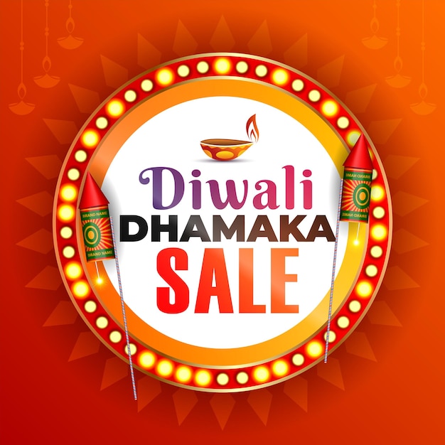 Diseño de banner de venta de feliz diwali festival dhamaka