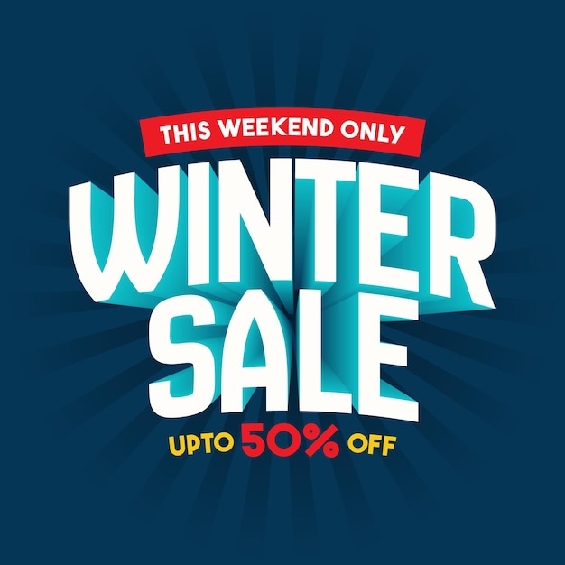 Diseño de banner de venta de invierno con texto moderno en negrita en un fondo azul frío especial de vacaciones de Navidad