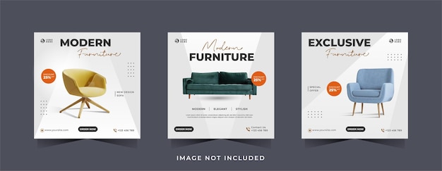 Vector diseño de banner de venta de muebles minimalista o plantilla de publicación de feed de instagram de redes sociales