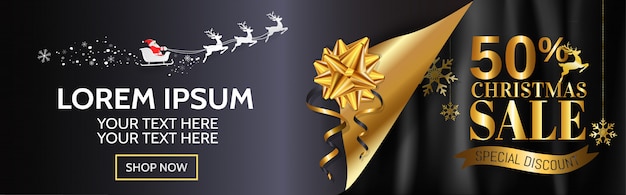 Diseño de banner de venta de navidad para web.