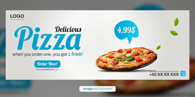 diseño de banner de venta de pizza