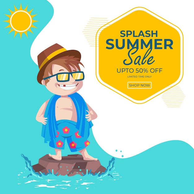 Diseño de banner de venta de verano splash