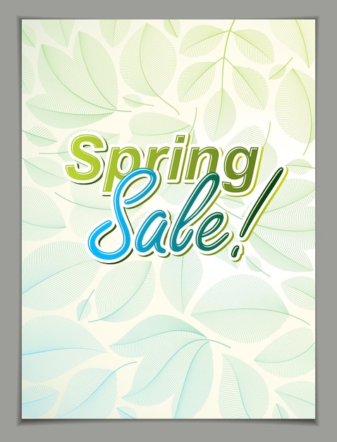 Diseño de banner vertical de primavera, vector verde y hojas frescas hermoso fondo floral, venta de primavera, afiche publicitario, folleto o diseño de volante. elegante dibujo botánico con clase, ambiente.