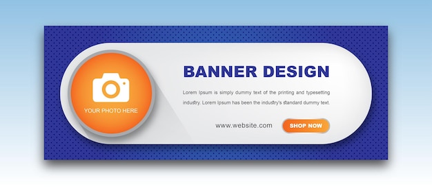 diseño de banner web azul mínimo