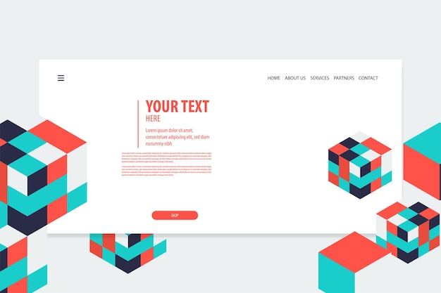 Diseño de banner web isométrico creativo mínimo Vector de cubo isometría futurista geométrica para texto