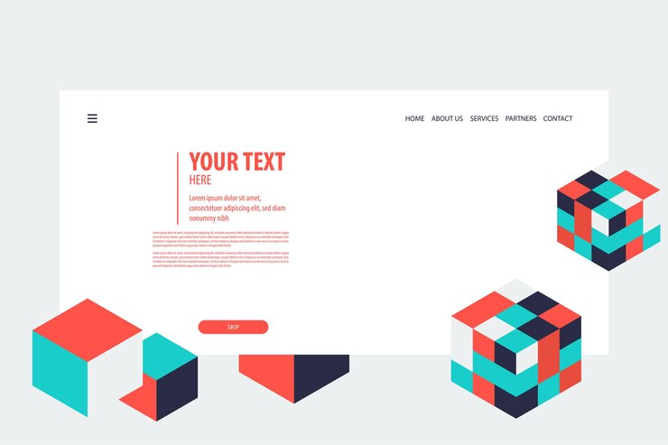 Vector diseño de banner web isométrico creativo mínimo vector de cubo isometría futurista geométrica para texto