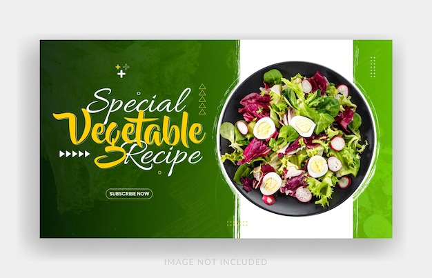 Diseño de banner web y miniatura del canal de youtube de Food Review
