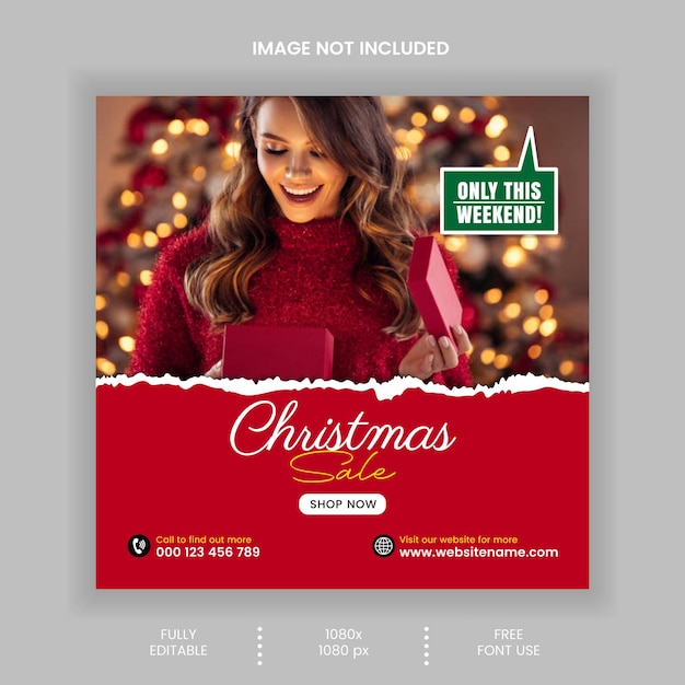 Diseño de banner web de publicación de redes sociales de venta navideña