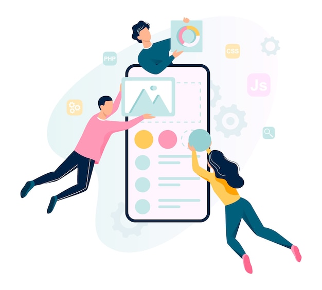 Diseño de banner web UX UI. Mejora de la interfaz de la aplicación para el usuario. Concepto de tecnología moderna. ilustración