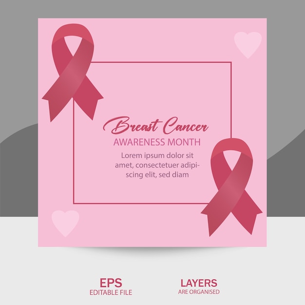 Diseño de banners de escudero del mes de concientización sobre el cáncer de mama en las redes sociales