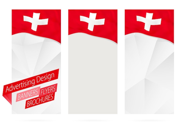 Diseño de banners flyers folletos con bandera de suiza