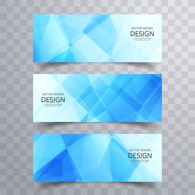 Vector diseño de banners geométricos azul moderno