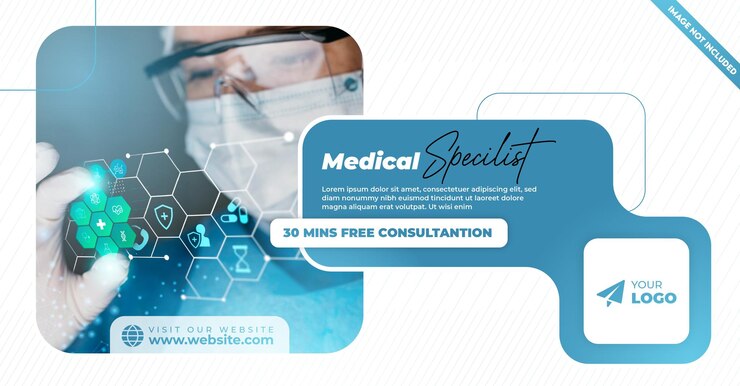 Diseño de banners médicos para sitios web y redes sociales con tema azul