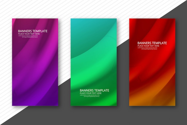 Diseño de banners ondulados coloridos abstractos