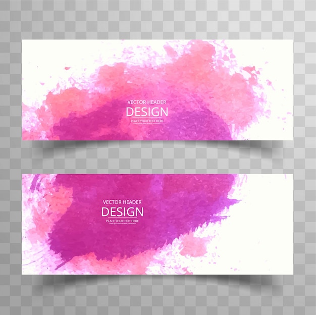Vector diseño de banners rosas de acuarela