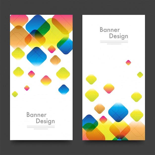 Diseño de banners web con cuadrados de colores.