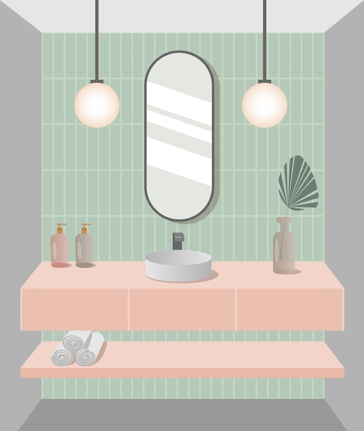 Diseño de baño moderno ilustración de vector interior de baño de moda