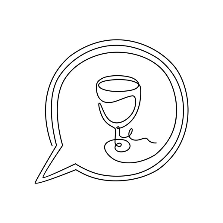 Vector diseño de barra de pab de copa de vino una ilustración de vector de dibujo de línea continua