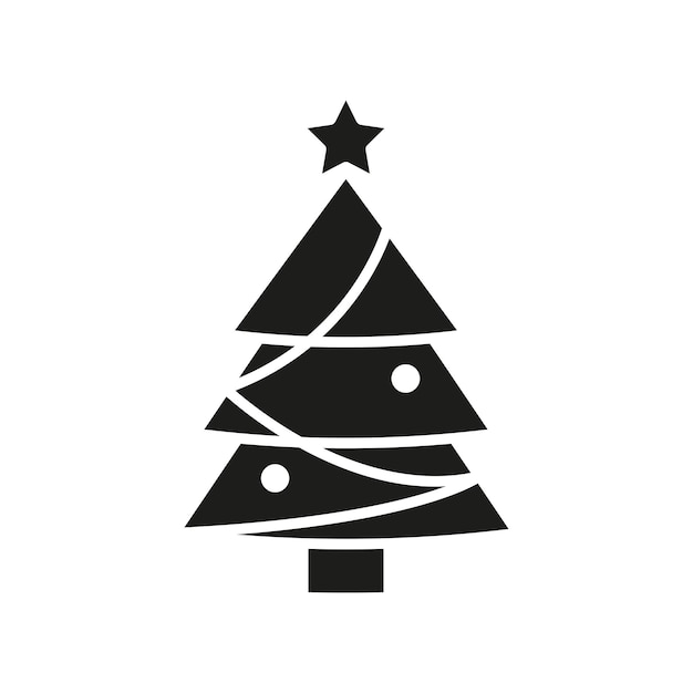El diseño básico del icono vectorial del árbol de Navidad es simple y moderno