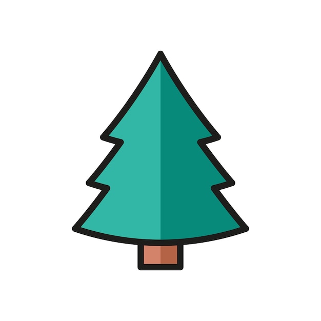 El diseño básico del icono vectorial del árbol de Navidad es simple y moderno