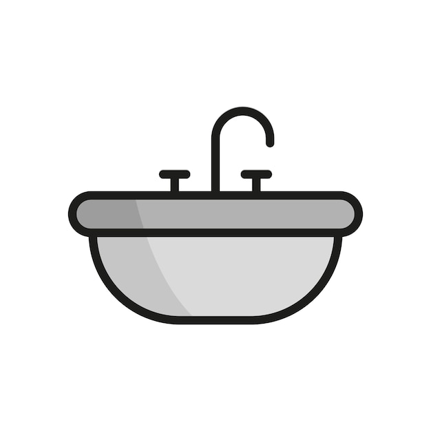 El diseño básico del icono vectorial del fregadero del baño es simple y moderno
