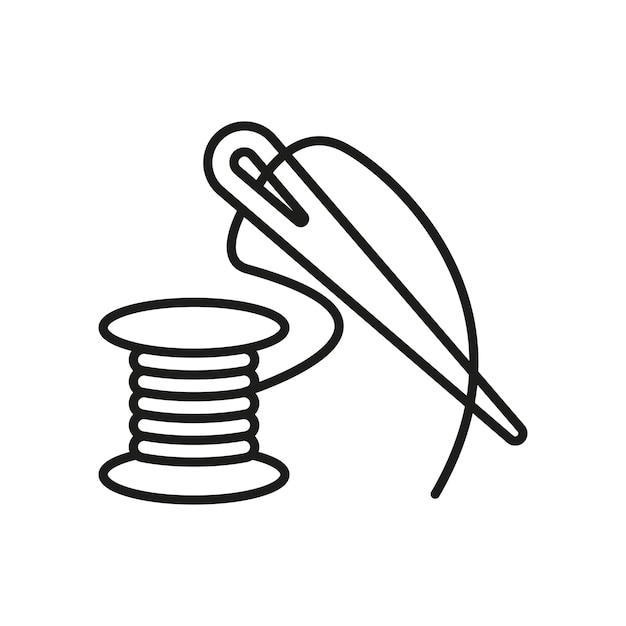 Diseño básico del icono vectorial de la moda de aguja y hilo