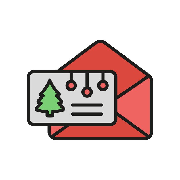 El diseño básico del icono vectorial de la tarjeta de Navidad es simple y moderno