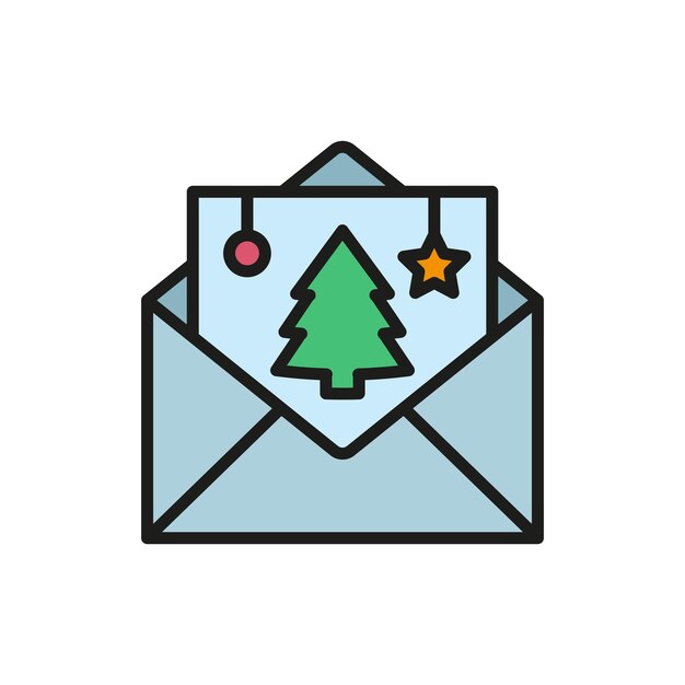 El diseño básico del icono vectorial de la tarjeta de Navidad es simple y moderno