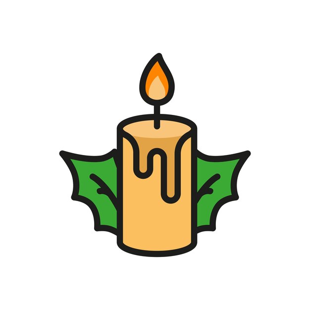 El diseño básico del icono vectorial de la vela de Navidad es simple y moderno