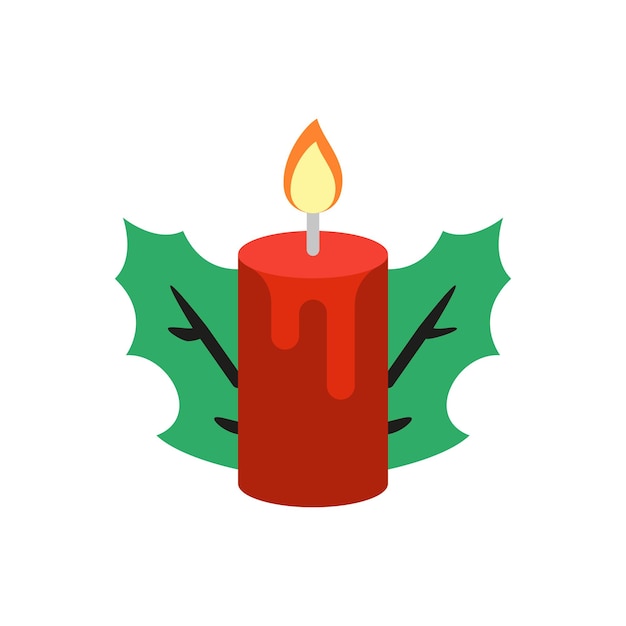 El diseño básico del icono vectorial de la vela de Navidad es simple y moderno