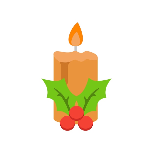 El diseño básico del icono vectorial de la vela de Navidad es simple y moderno