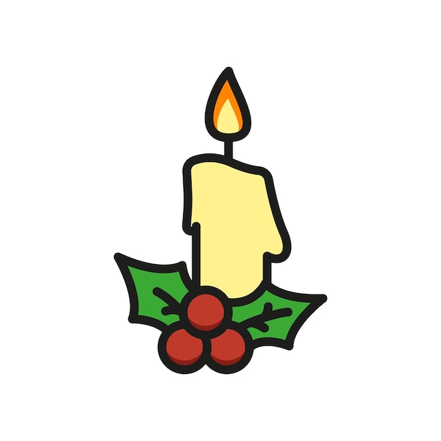 El diseño básico del icono vectorial de la vela de Navidad es simple y moderno