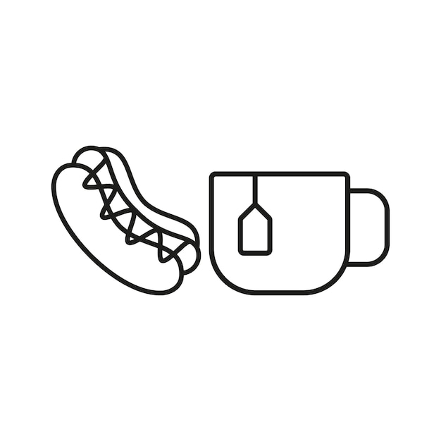 El diseño básico del vector del icono de comida del conjunto de té y perritos calientes