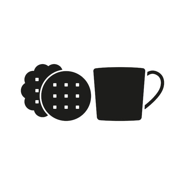 El diseño básico del vector de iconos de alimentos del conjunto de té y galletas