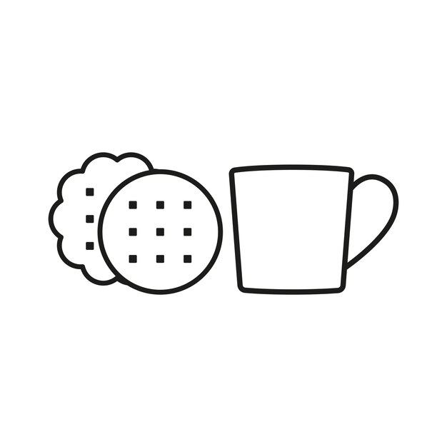 El diseño básico del vector de iconos de alimentos del conjunto de té y galletas