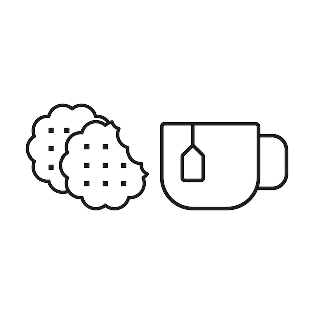 El diseño básico del vector de iconos de alimentos del conjunto de té y galletas