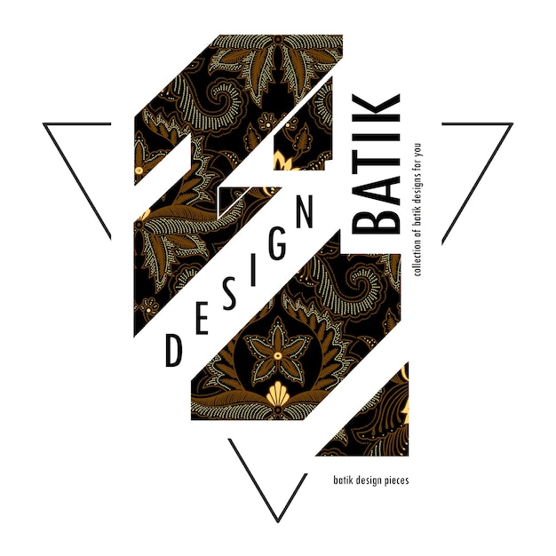 Diseño de Batik Patrón elegante y tradicional con acentos dorados